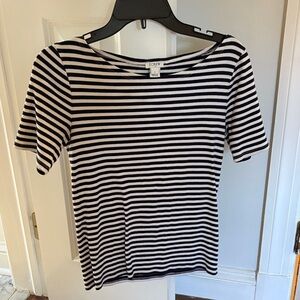 J. Crew Navy and White Striped Short Sleeve Tee